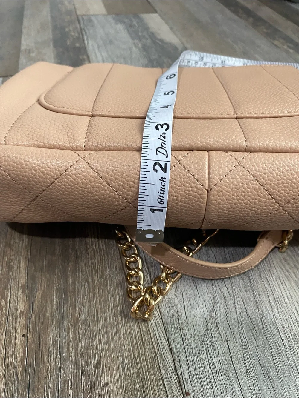 Aldo Nude Quilted & Pebbled Shoulder Bag with Gold Chain